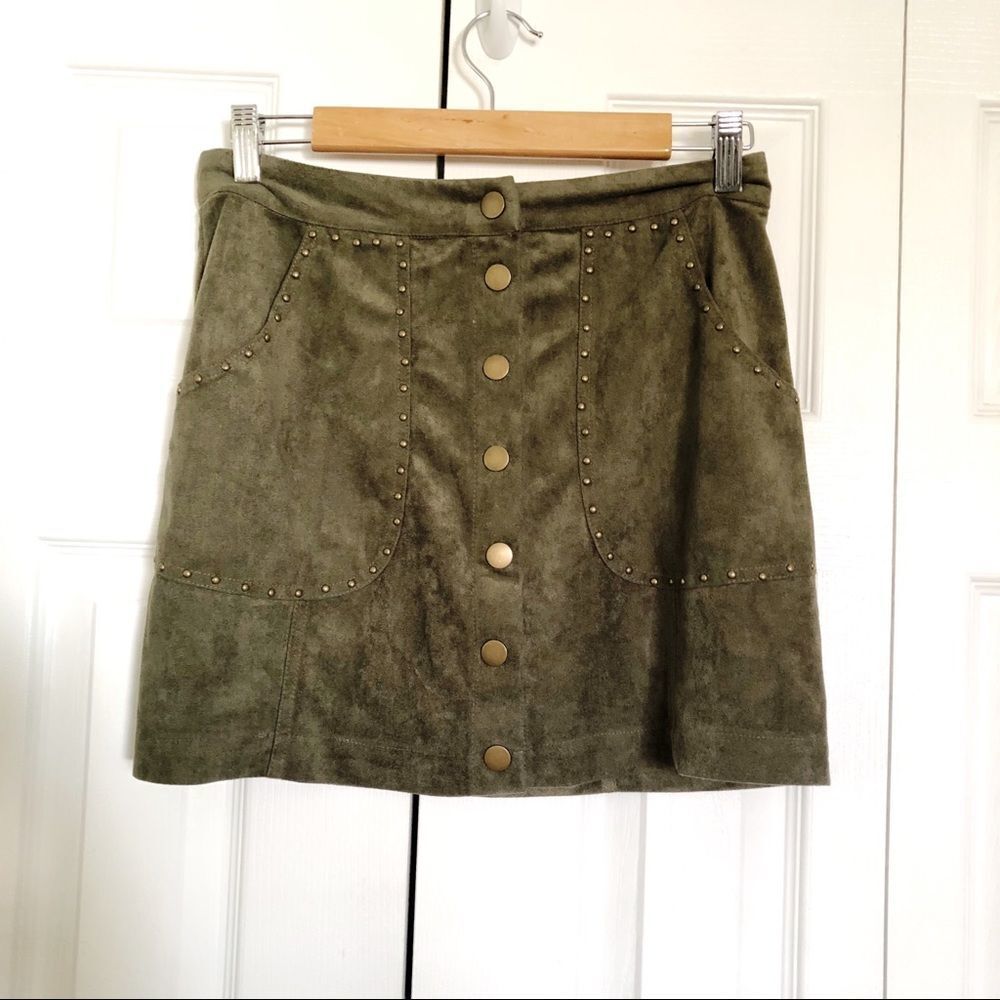 COTTON CANDY LA Green Suede Skirt M
